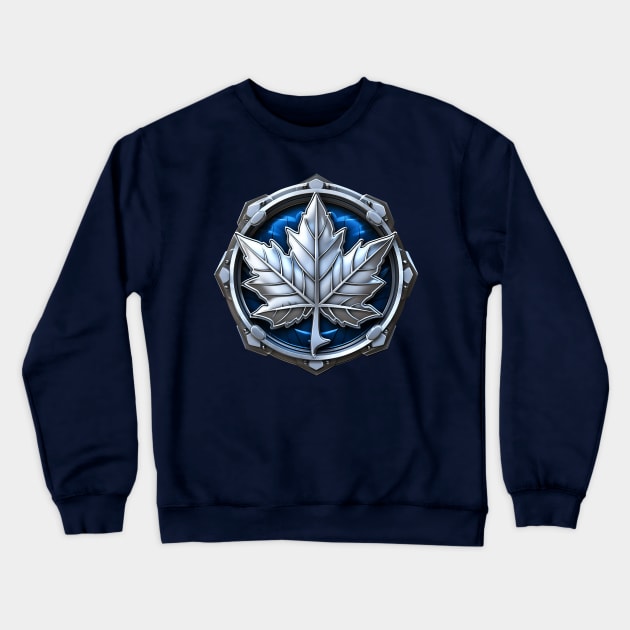 Maple Leaf Metal Badge Crewneck Sweatshirt by DavidLoblaw